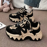 Thick-Base Black & Cream Sneakers